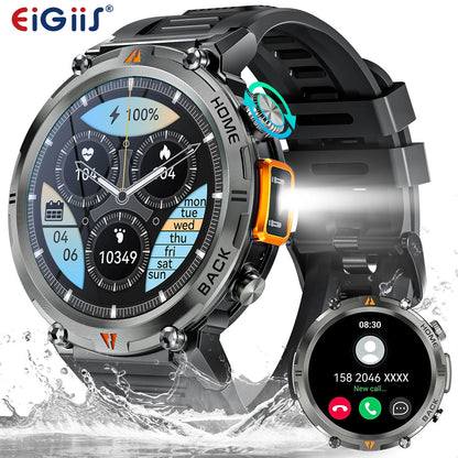 EIGIIS KE3 2025 New Bluetooth Call smartwatch for men Full Touch Screen With Health Monitor heart rate Flashlight Smart watch goobingoo