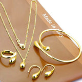 Elegant Water Drop Jewelry Set Necklace Earrings Bracelet Ring