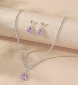 Elegant Droplet Necklace Earrings Set Wedding Party Jewelry