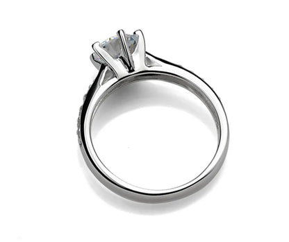 925 Sterling Silver Six Claw Moissanite Style Ring for Women
