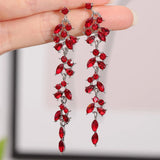 Vintage Rose Drop Earrings Long Diamond Elegant Jewelry