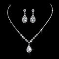 Elegant Droplet Necklace Earrings Set Wedding Party Jewelry