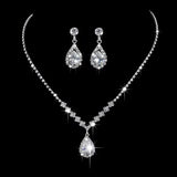 Elegant Droplet Necklace Earrings Set Wedding Party Jewelry