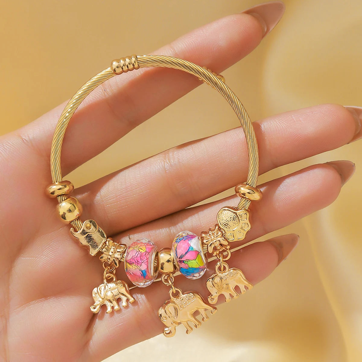 Evil Eye Stainless Steel Charm Bracelet — Gold Plated Daily Wear