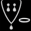 Crystal Water Drop Jewelry Set — Necklace, Earrings & Bracelet