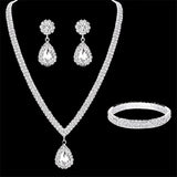 Crystal Water Drop Jewelry Set — Necklace, Earrings & Bracelet