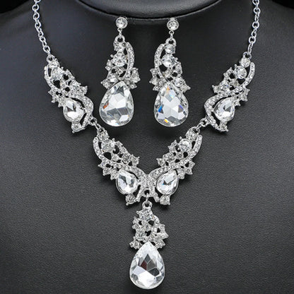 Elegant Alloy Necklace and Earring Set Wedding Party Jewelry