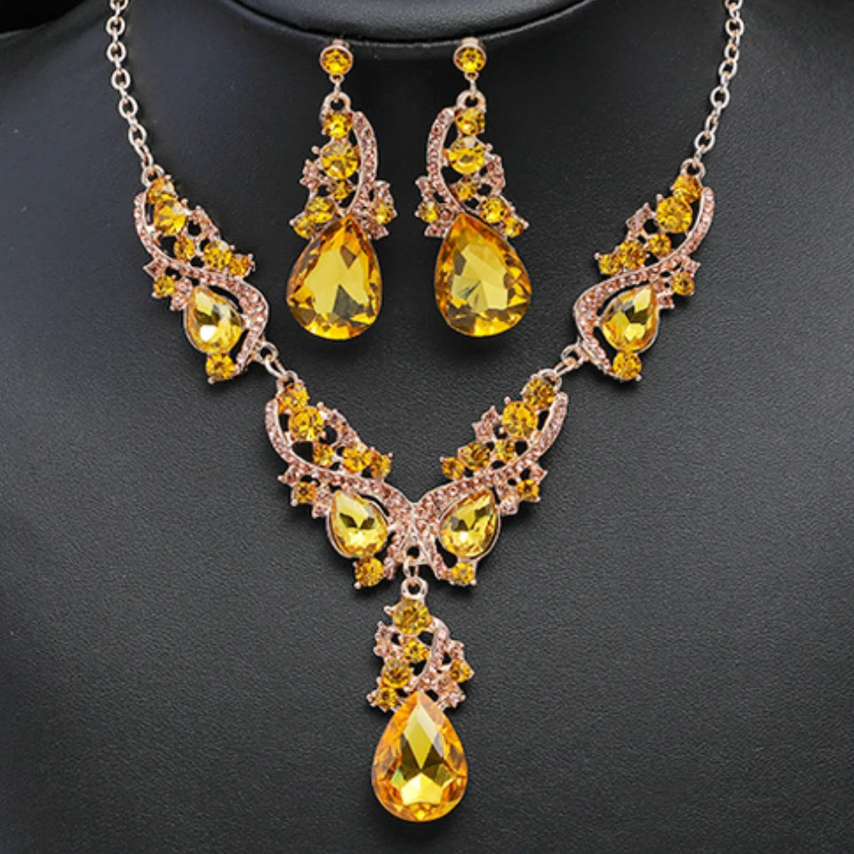 Elegant Alloy Necklace and Earring Set Wedding Party Jewelry