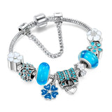 Glass Pearl Bead Bracelet — Retro Floral Charm Design