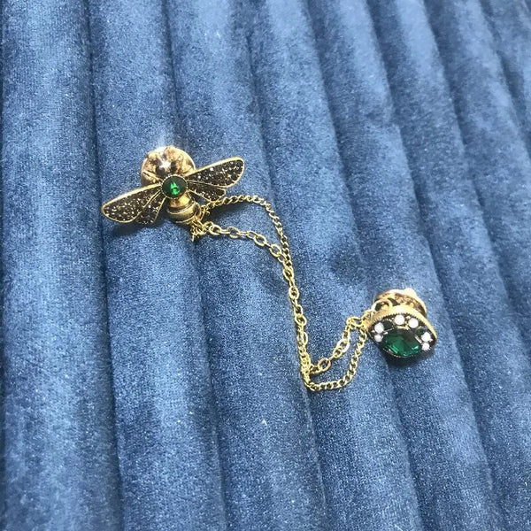 Crystal Bee Tassel Brooch Luxury Statement Pin