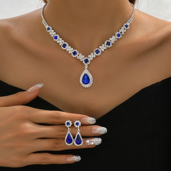 Luxury Crystal Droplet Jewelry Set for Wedding, Bridal & Evening Wear goobingoo
