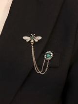 Crystal Bee Tassel Brooch Luxury Statement Pin