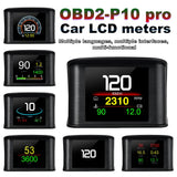 P10 Pro Head Up Display OBD2 Car Digital Speedometer Mileage & Temperature Gauge
