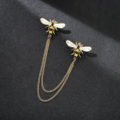 Crystal Bee Tassel Brooch Luxury Statement Pin
