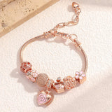 Rose Swan Charm Bracelet Love Drip Oil Cute Jewelry