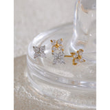 Cubic Zirconia Flower Stud Earrings 316L Stainless Steel