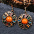 Bohemian Colorful Disc Earrings Statement Festival Jewelry