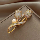 Tulip Flower Brooch — Elegant Coat Pin for Women
