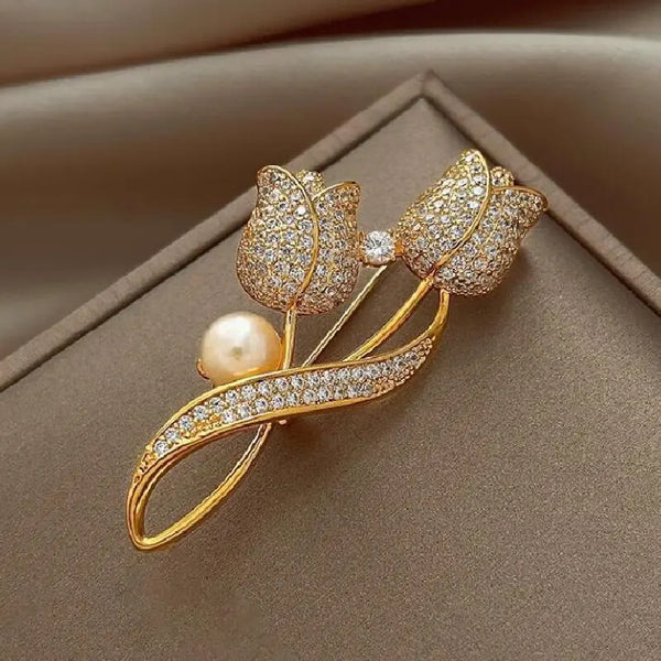 Tulip Flower Brooch — Elegant Coat Pin for Women