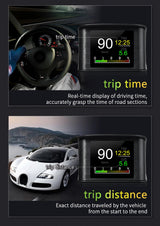 P10 Pro Head Up Display OBD2 Car Digital Speedometer Mileage & Temperature Gauge
