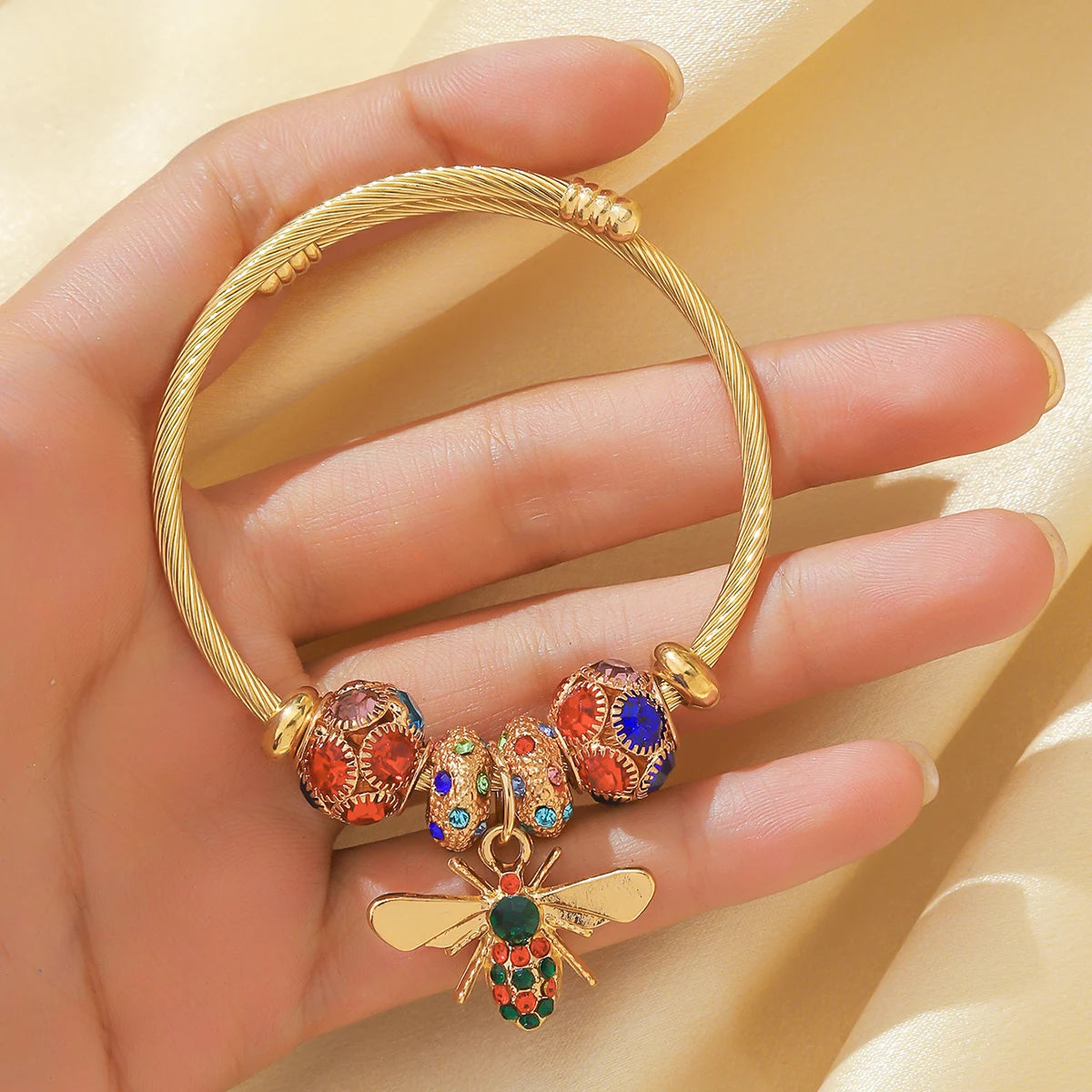 Evil Eye Stainless Steel Charm Bracelet — Gold Plated Daily Wear
