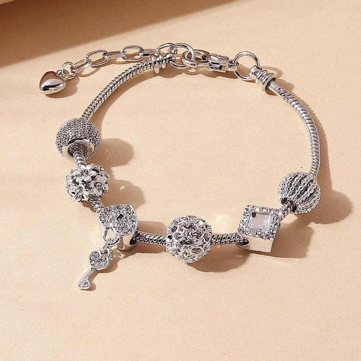 Rose Swan Charm Bracelet Love Drip Oil Cute Jewelry