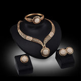 Luxury Metal Jewelry Set Necklace Earrings Bracelet Ring