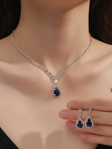 Elegant Droplet Necklace Earrings Set Wedding Party Jewelry