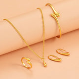 Elegant Water Drop Jewelry Set Necklace Earrings Bracelet Ring