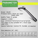 Universal Car Wiper Blades – J Hook U-Type Front Windshield (All-Season Performance)