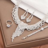 Peach Heart Tassel Jewelry Set Necklace Earrings Bracelet