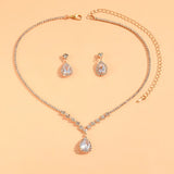 Elegant Droplet Necklace Earrings Set Wedding Party Jewelry