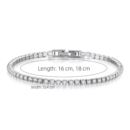 4mm Zirconia Tennis Bracelet Gold/Silver Stainless Steel Women
