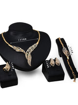 Luxury Metal Jewelry Set Necklace Earrings Bracelet Ring