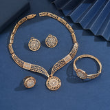 Luxury Metal Jewelry Set Necklace Earrings Bracelet Ring