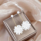 Gold Petal Tassel Earrings Fairy Shell Elegant Drop Jewelry