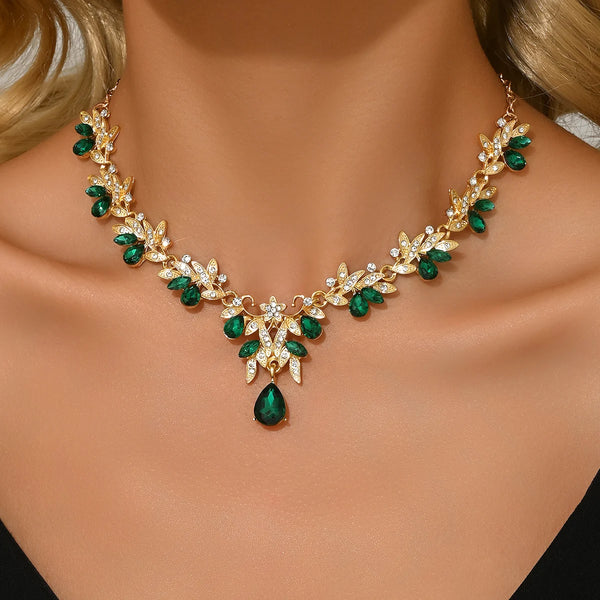 goobingoo Geometric Water Drop Pendant Necklace - Elegant Crystal Statement Chain for Women