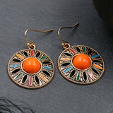 Bohemian Colorful Disc Earrings Statement Festival Jewelry