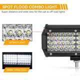 goobingoo 7" LED Light Bar - Offroad Spot Flood Combo Beam Waterproof Work Light