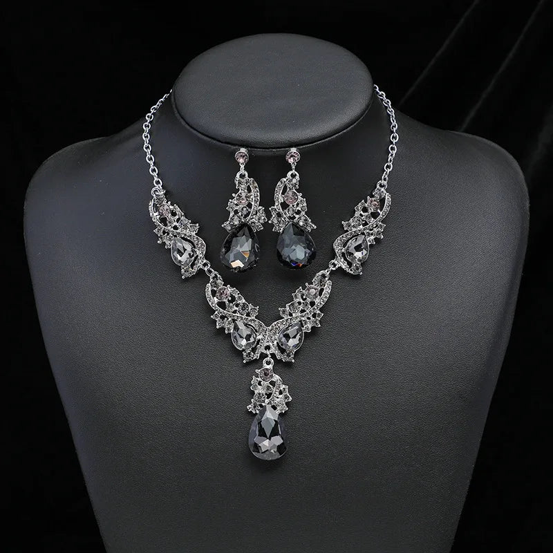 Elegant Alloy Necklace and Earring Set Wedding Party Jewelry