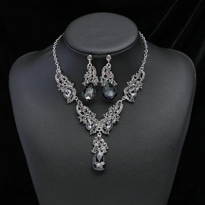 Elegant Alloy Necklace and Earring Set Wedding Party Jewelry