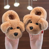 goobingoo Cute Cartoon Dog Winter Slippers - Soft Sole Warm Indoor Furry Shoes