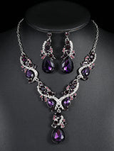 Elegant Alloy Necklace and Earring Set Wedding Party Jewelry