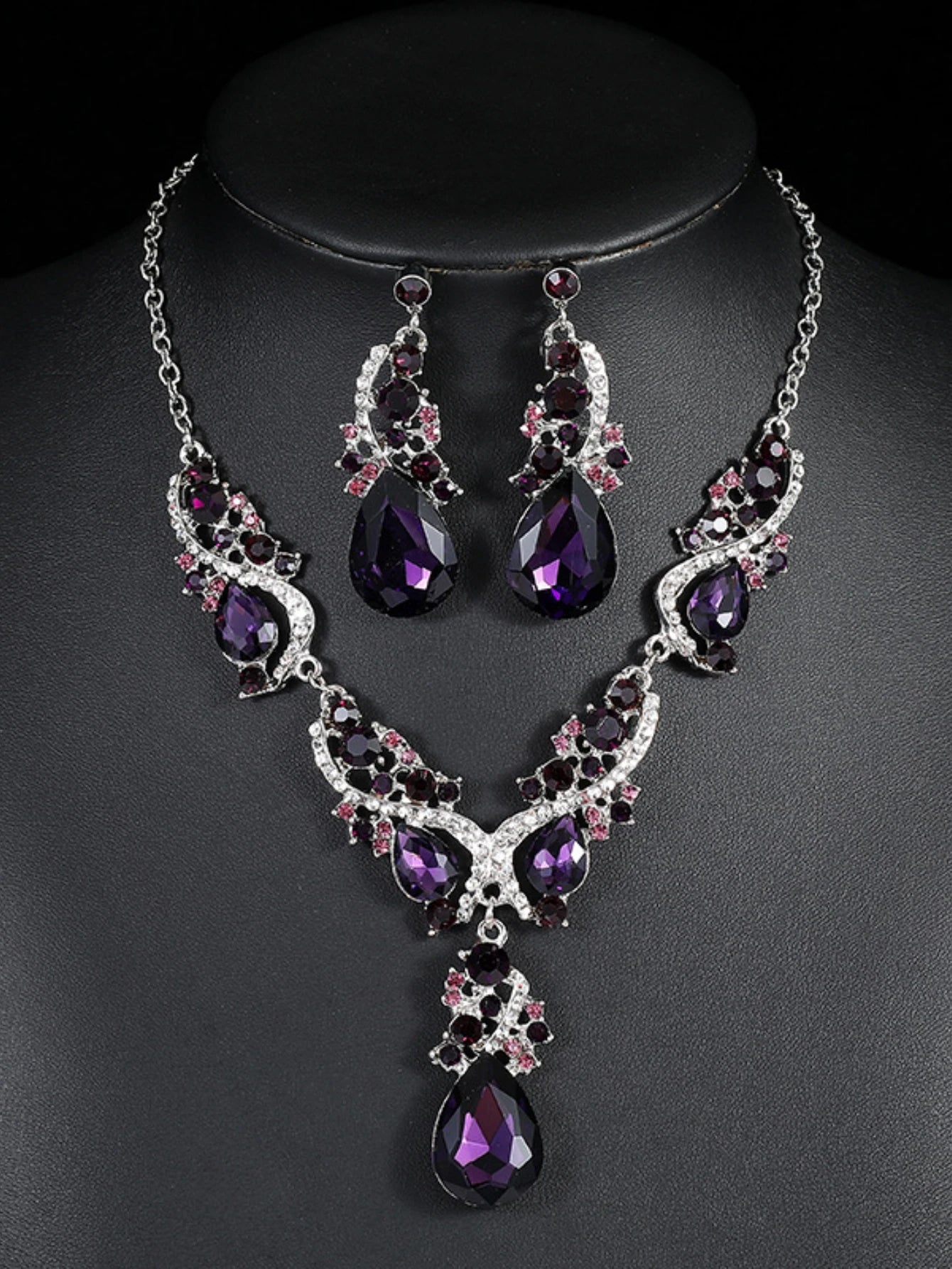 Elegant Alloy Necklace and Earring Set Wedding Party Jewelry