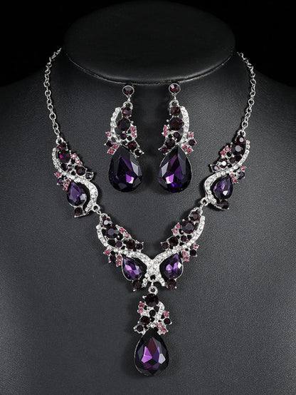 Elegant Alloy Necklace and Earring Set Wedding Party Jewelry