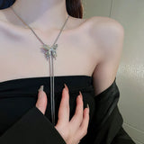 Black Rose Pendant Necklace Gothic Long Statement Chain
