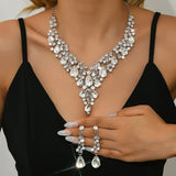 Bridal Crystal Necklace and Earring Set Diamond Look Wedding Jewelry