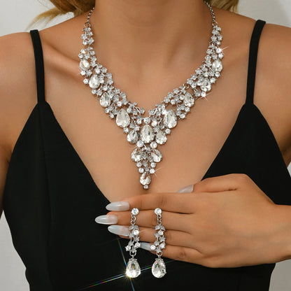Bridal Crystal Necklace and Earring Set Diamond Look Wedding Jewelry