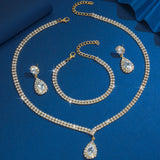 Crystal Water Drop Jewelry Set — Necklace, Earrings & Bracelet