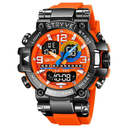 New STRYVE Watch for Men's Digital-Analog Dual Movement Luminous Calendar Waterproof Watches Fashion Men's Sports Watch 8025 goobingoo
